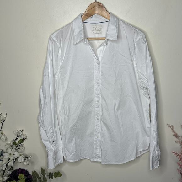 J. CREW Slim Fit Stretch Cotton Poplin Shirt Crisp White Sz 18 {D19} - Picture 3 of 7